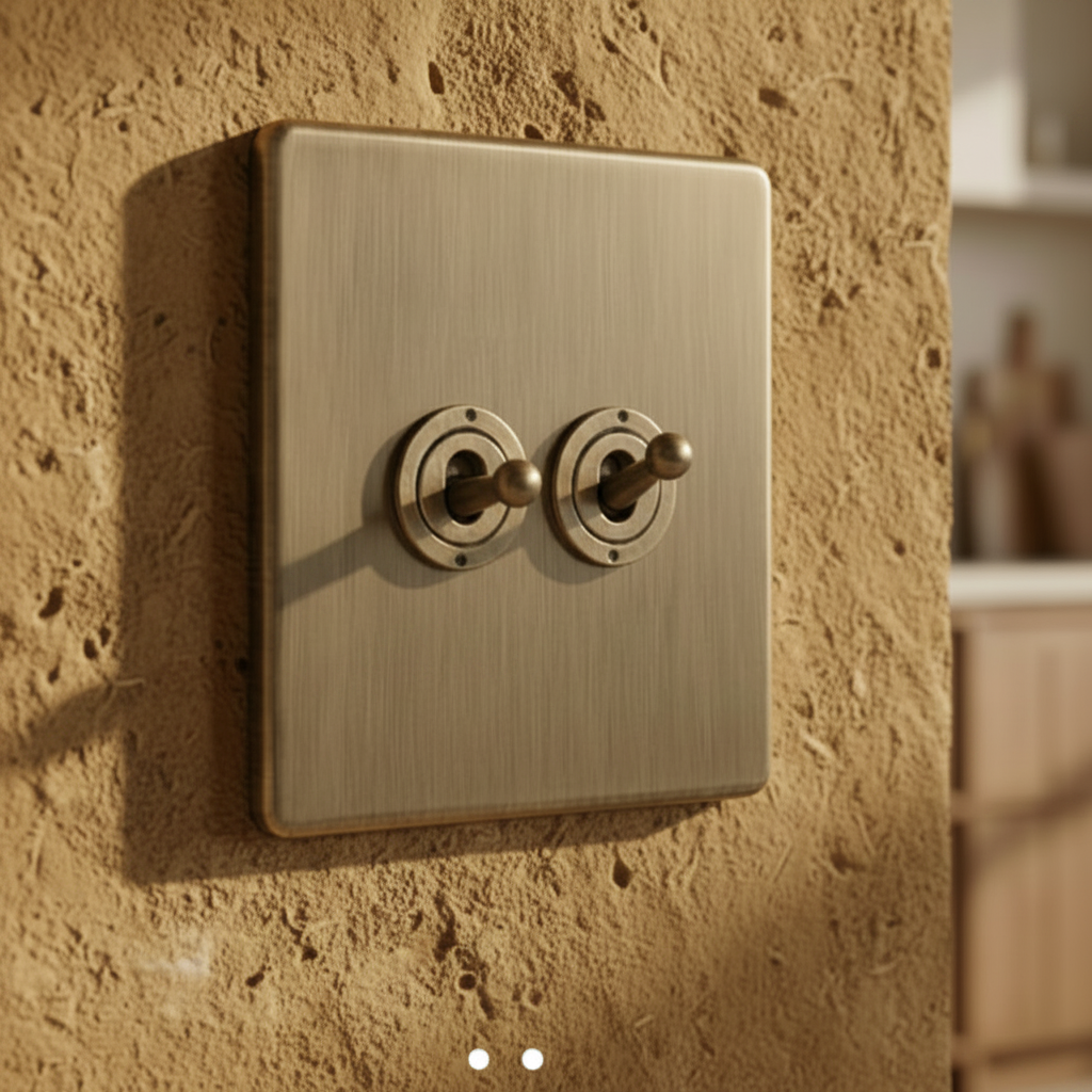 Brass toggles on Cotswold stone
